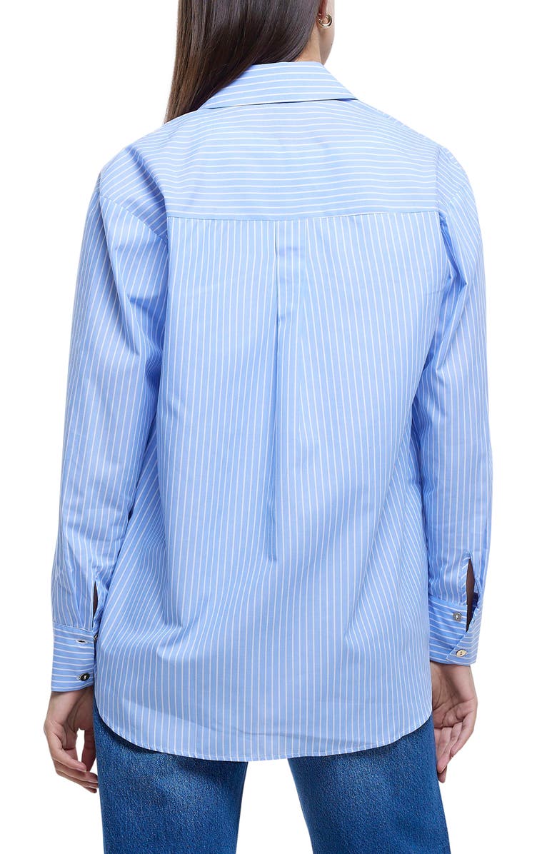 River Island Stripe Boyfriend Button-Up Shirt, Alternate, color, 