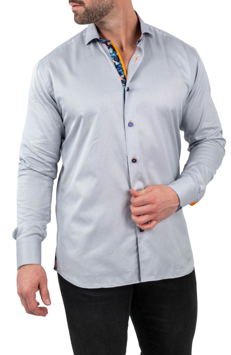 Maceoo Einstein Jacqslate Grey Button-Up Shirt, Alternate, color, Grey