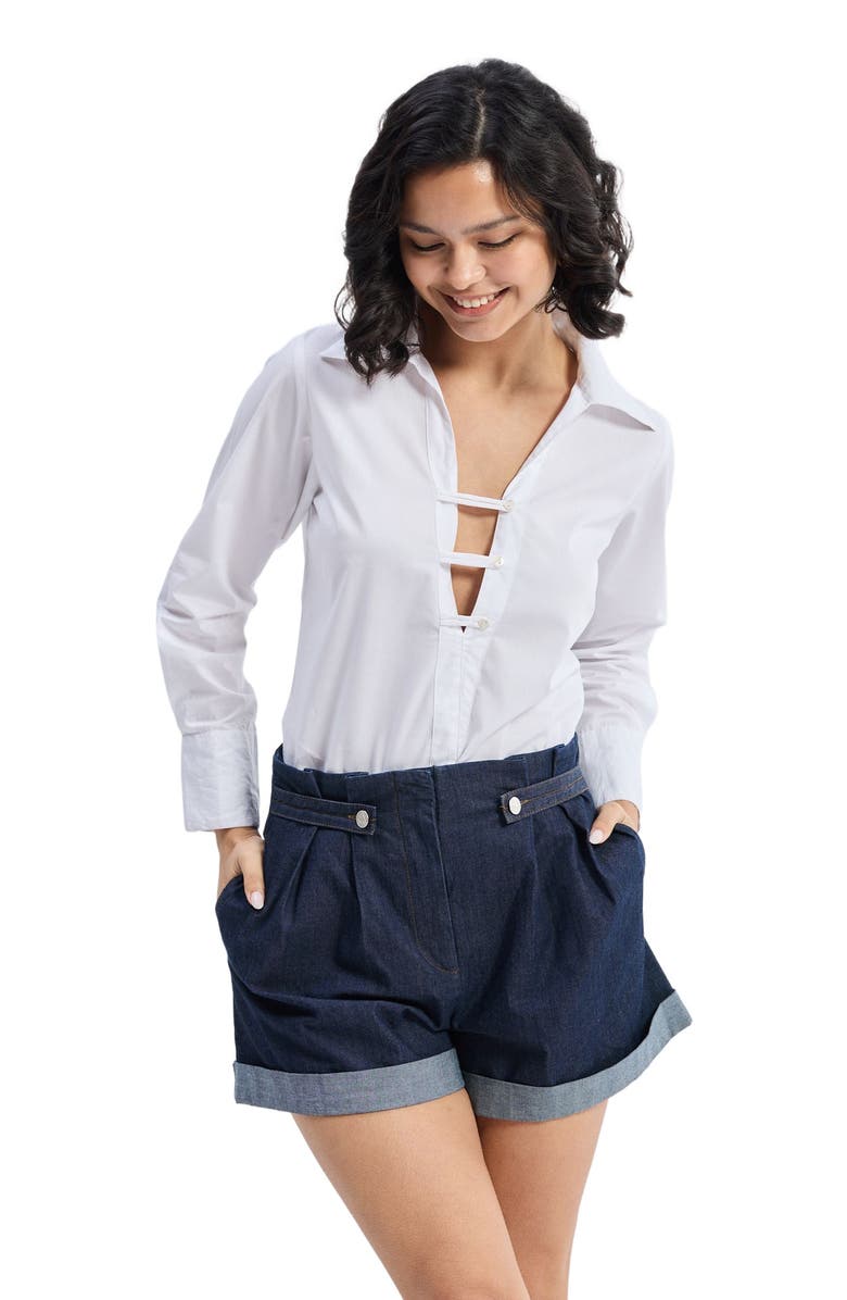 Reistor Crisp Details Button-down Shirt in White, Alternate, color, White