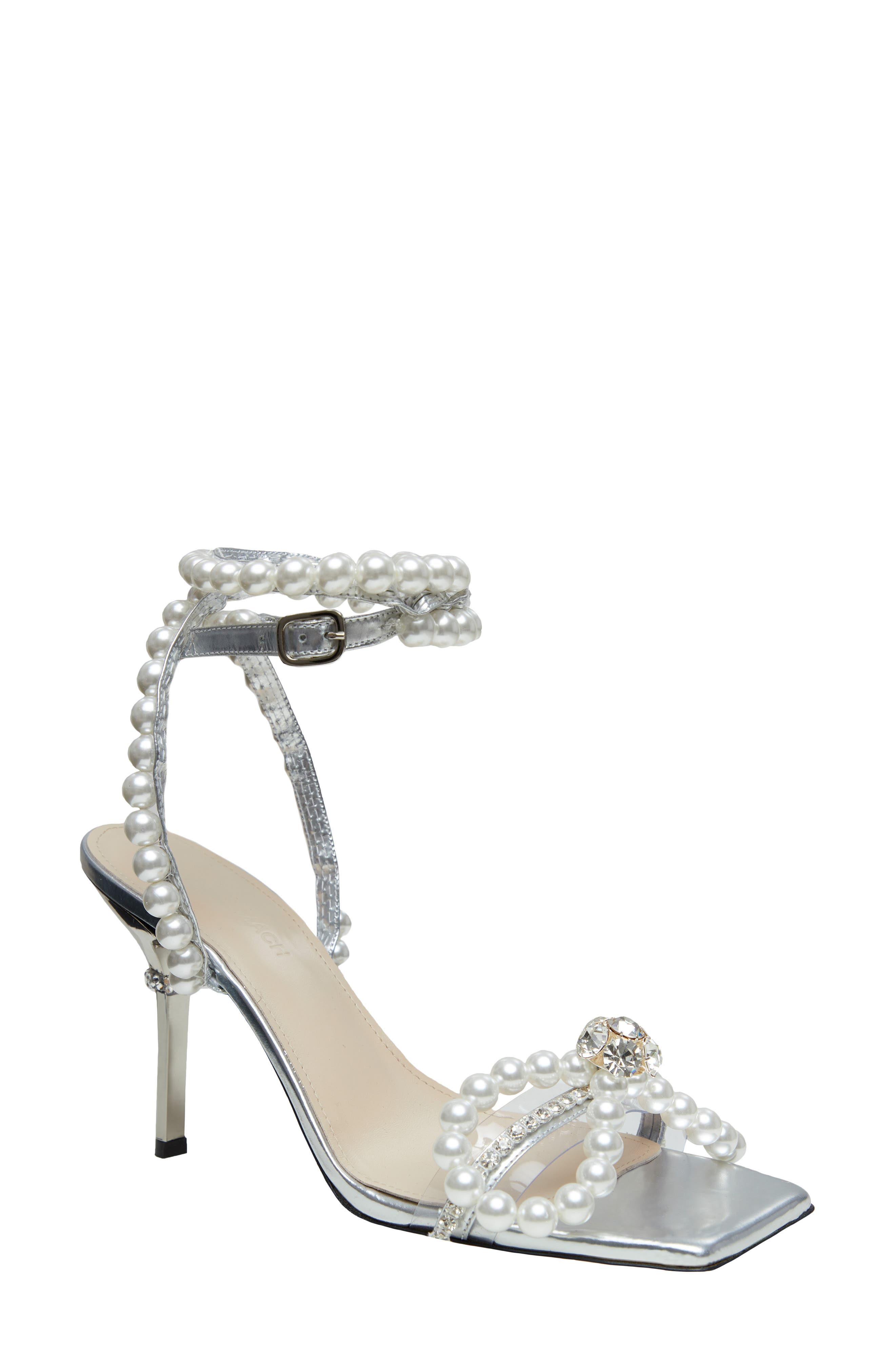 Mach & Mach Imitation Pearl Bow Sandal, Main, color, 