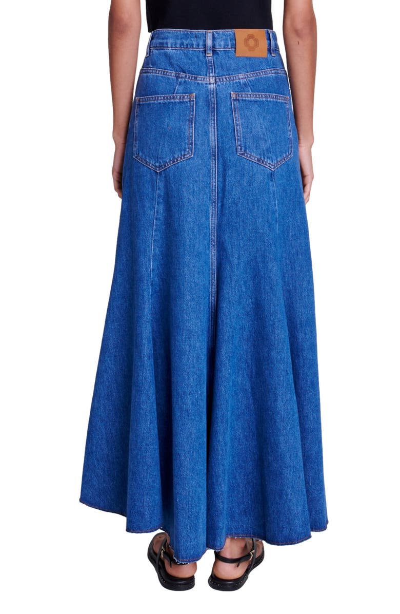 maje Jondulys Layered Denim Maxi Skirt, Alternate, color, 