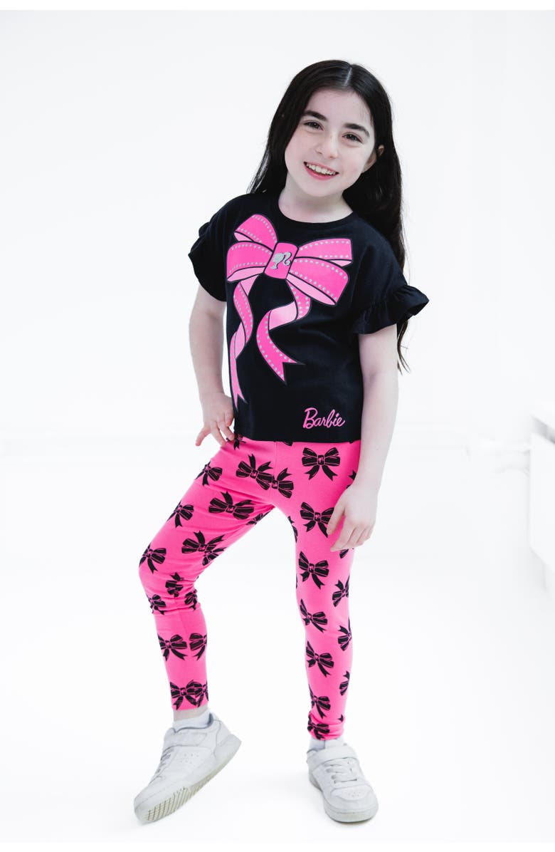 Barbie T-Shirt & Leggings Set, Alternate, color, Black / Hot Pink