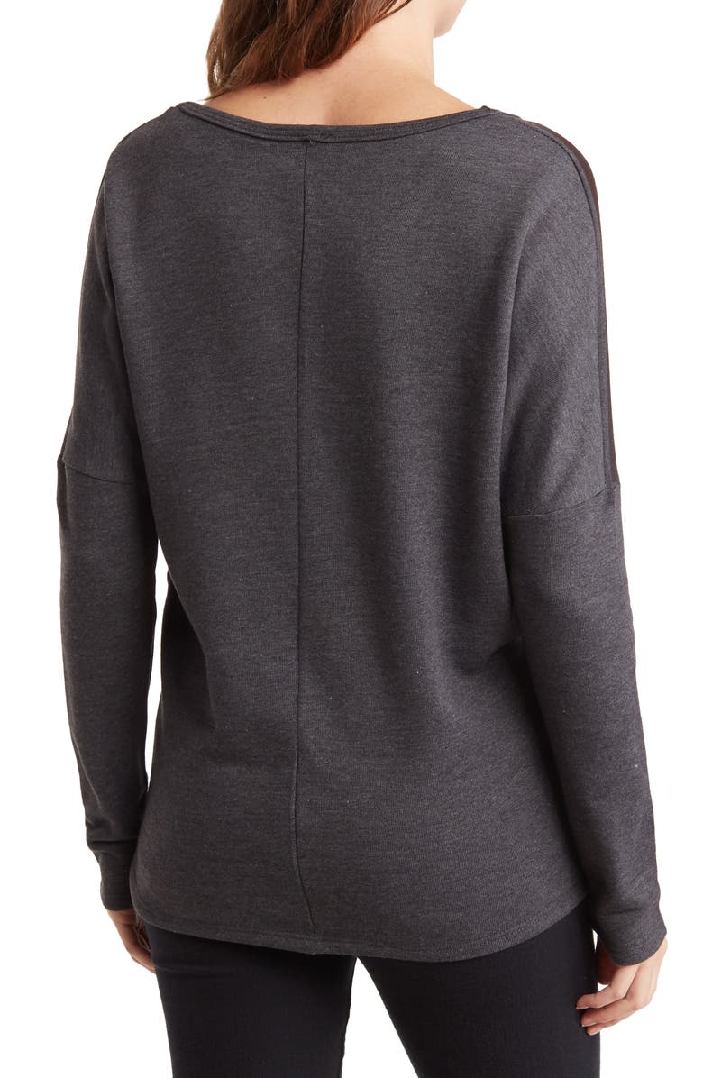 GO COUTURE V-Neck Dolman Sweater, Alternate, color, Black Print 1