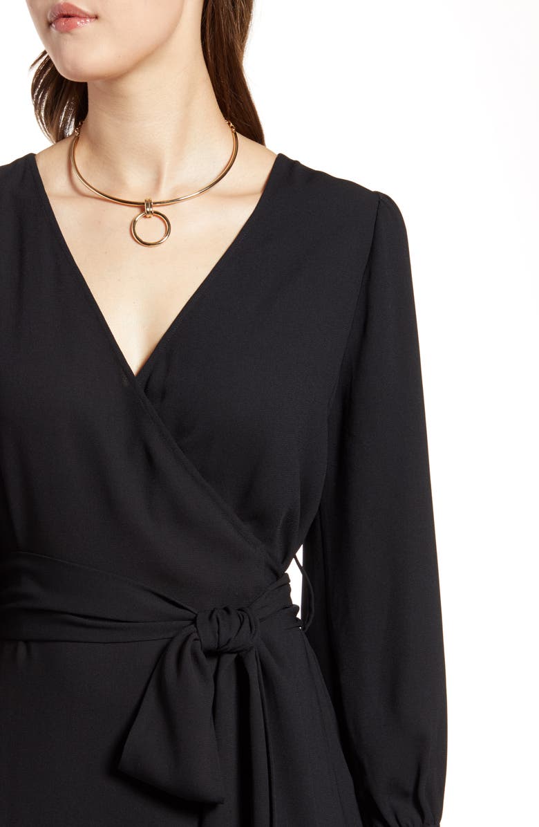 Halogen<sup>®</sup> Long Sleeve Wrap Midi Dress, Alternate, color,