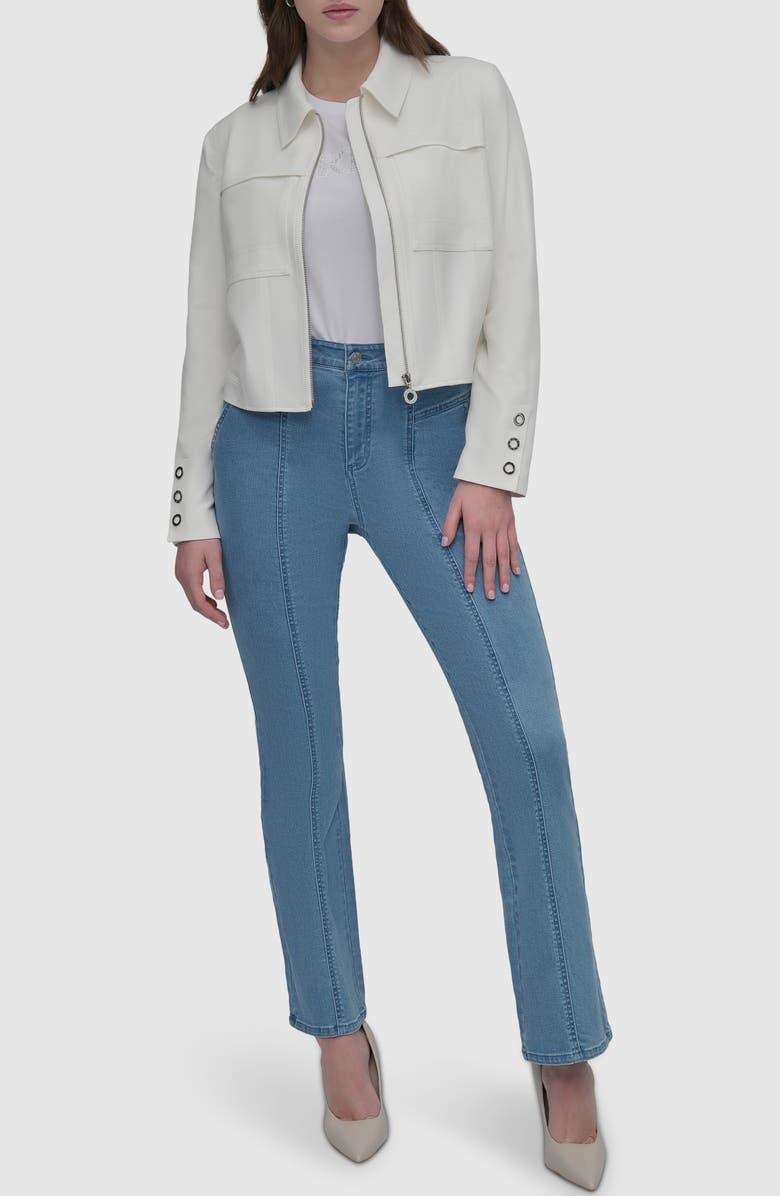 DKNY Grommet Sleeve Trucker Jacket, Alternate, color, 