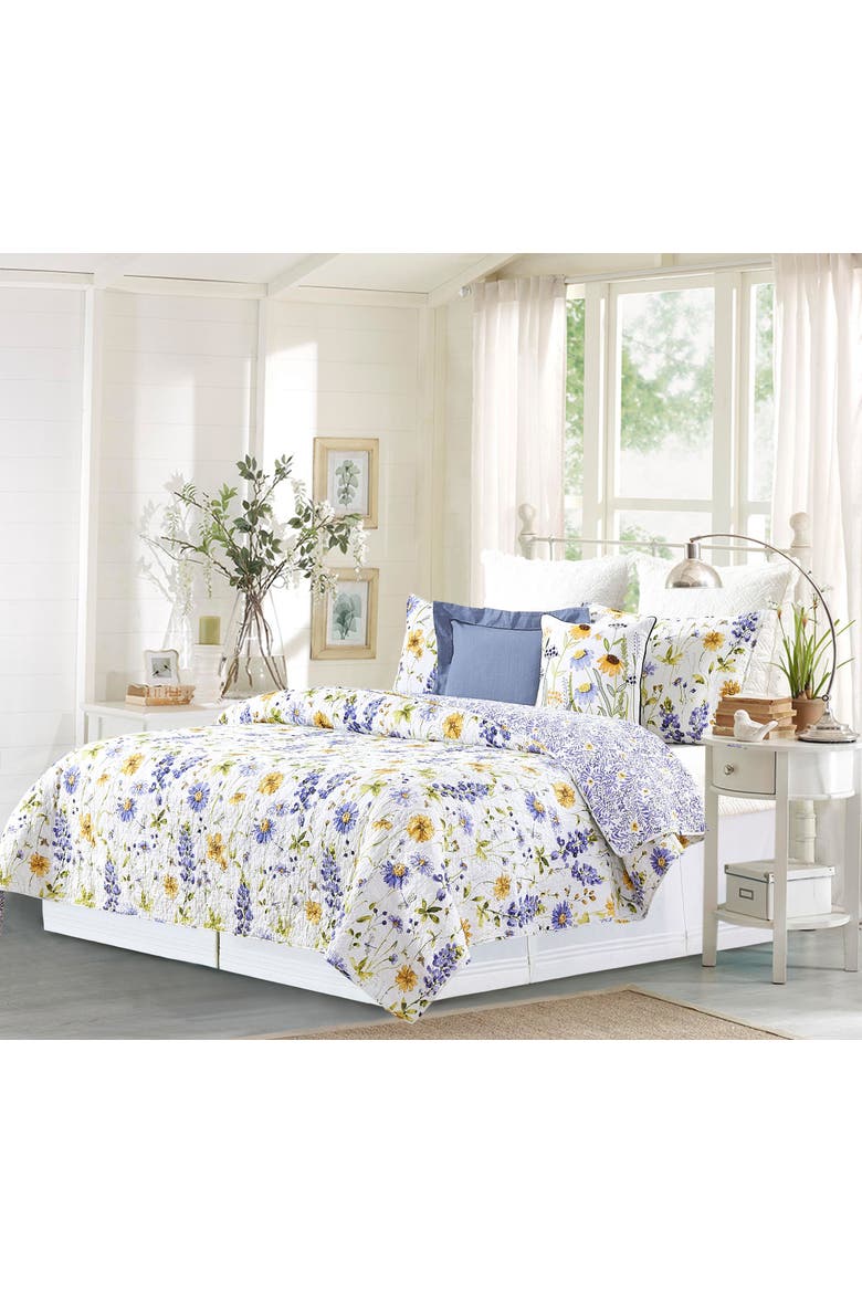 Lovely Blues Cotton Blend Quilt Bedding Set, Main, color, Purple