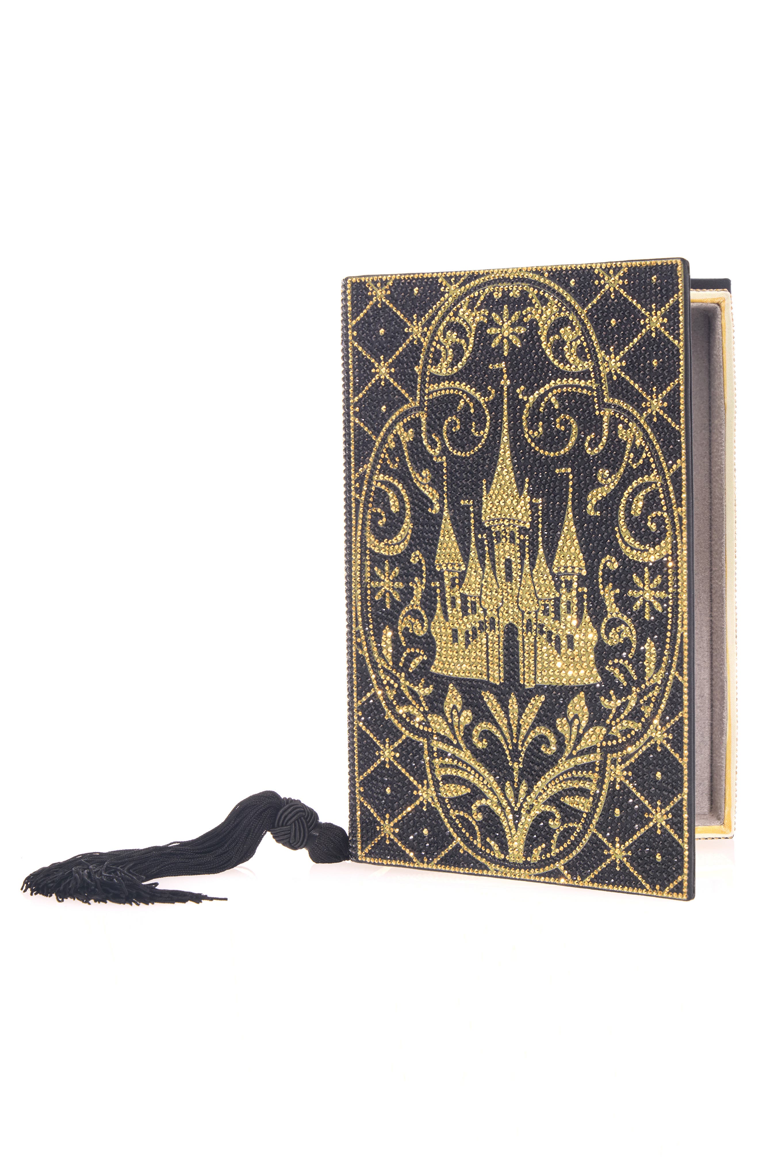 JUDITH LEIBER COUTURE Storybook Fairytales Crystal Embellished Clutch, Alternate, color, Champagne Jet Multi