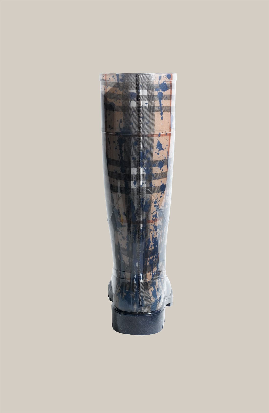Splash Check Print Rain Boot, Alternate, color, JET BLUE
