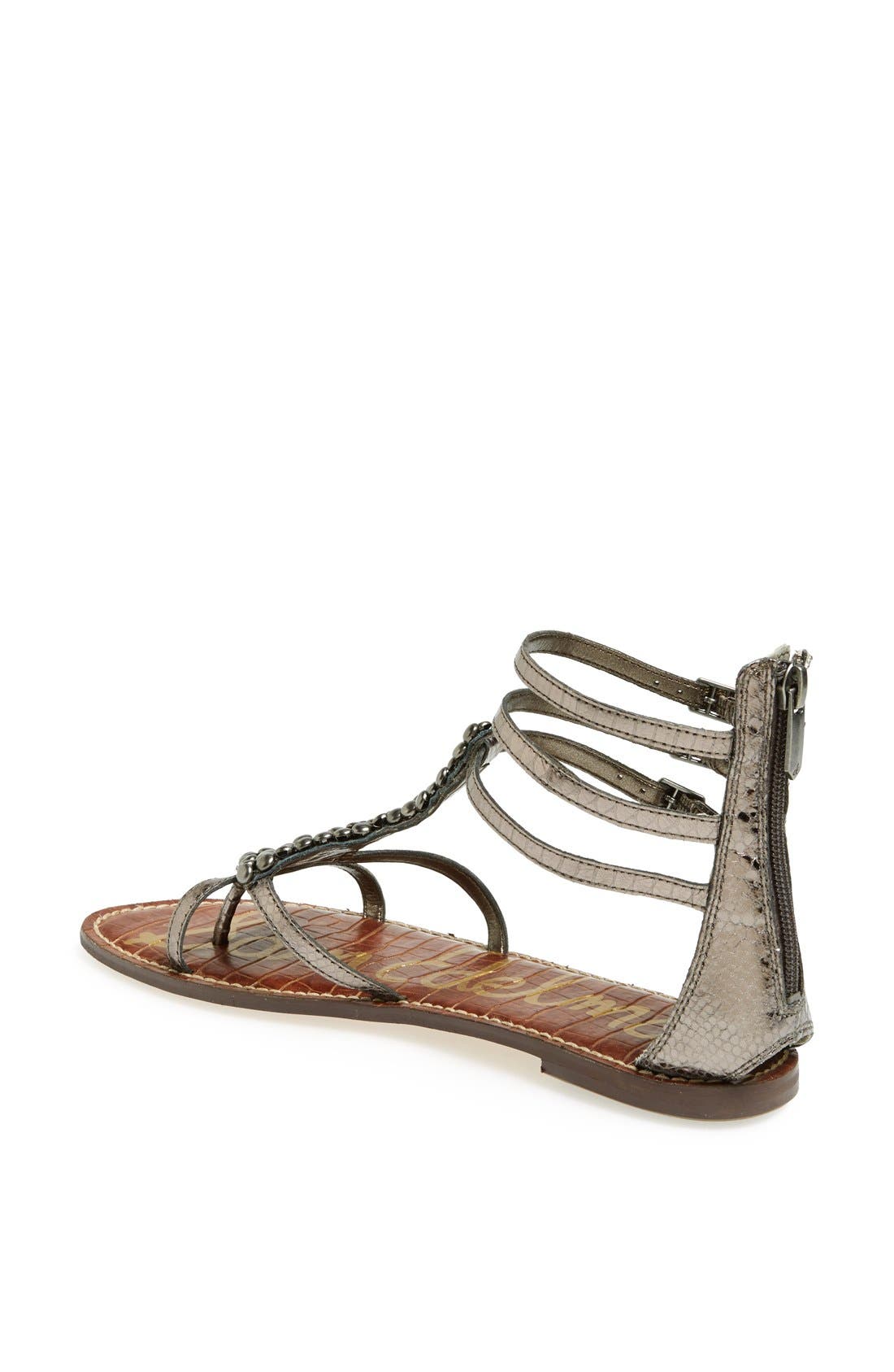 'Ginger' Gladiator Flat, Alternate, color, PEWTER LEATHER