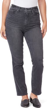 PAIGE Flaunt Accent High Waist Straight Leg Jeans