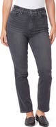PAIGE Flaunt Accent High Waist Straight Leg Jeans