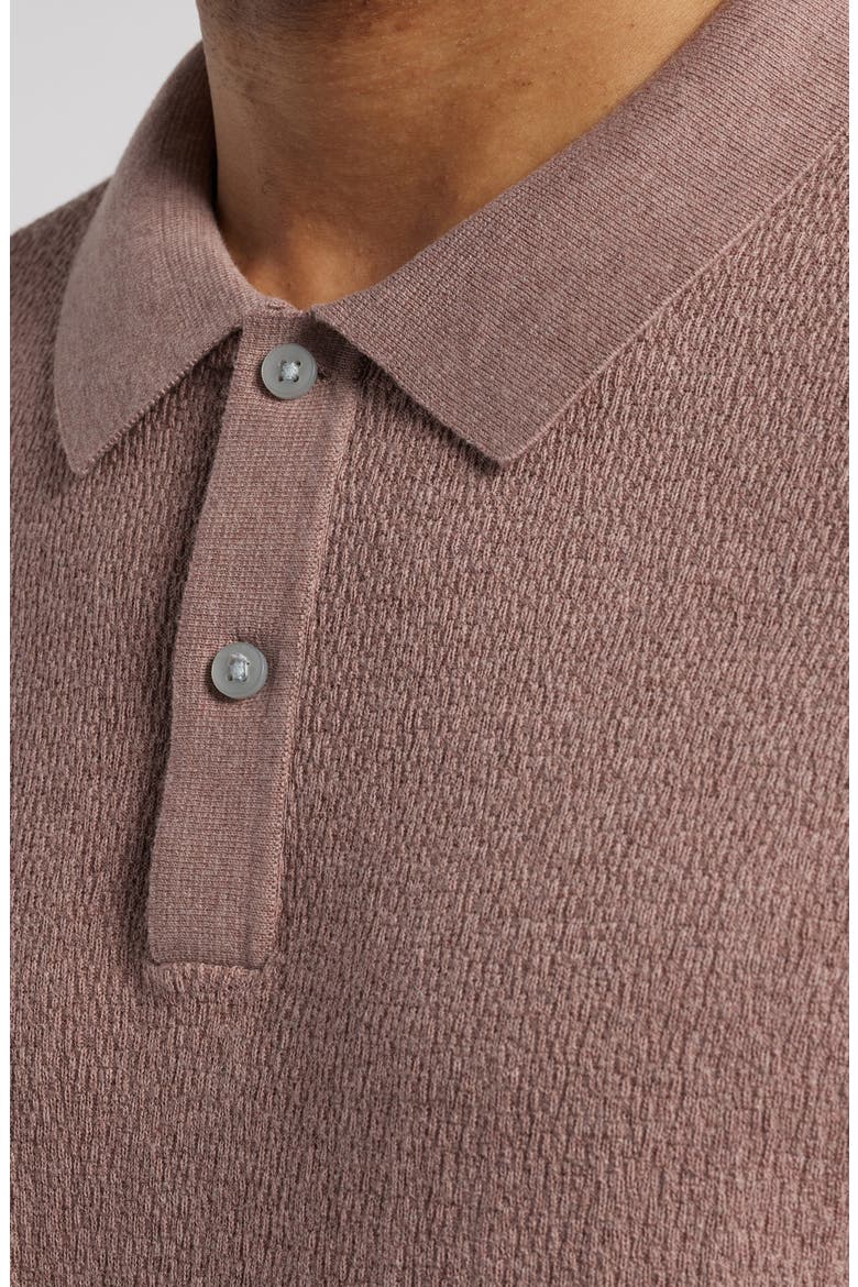 Neo Short Sleeve Polo Sweater, Alternate, color, WINTER ROSE