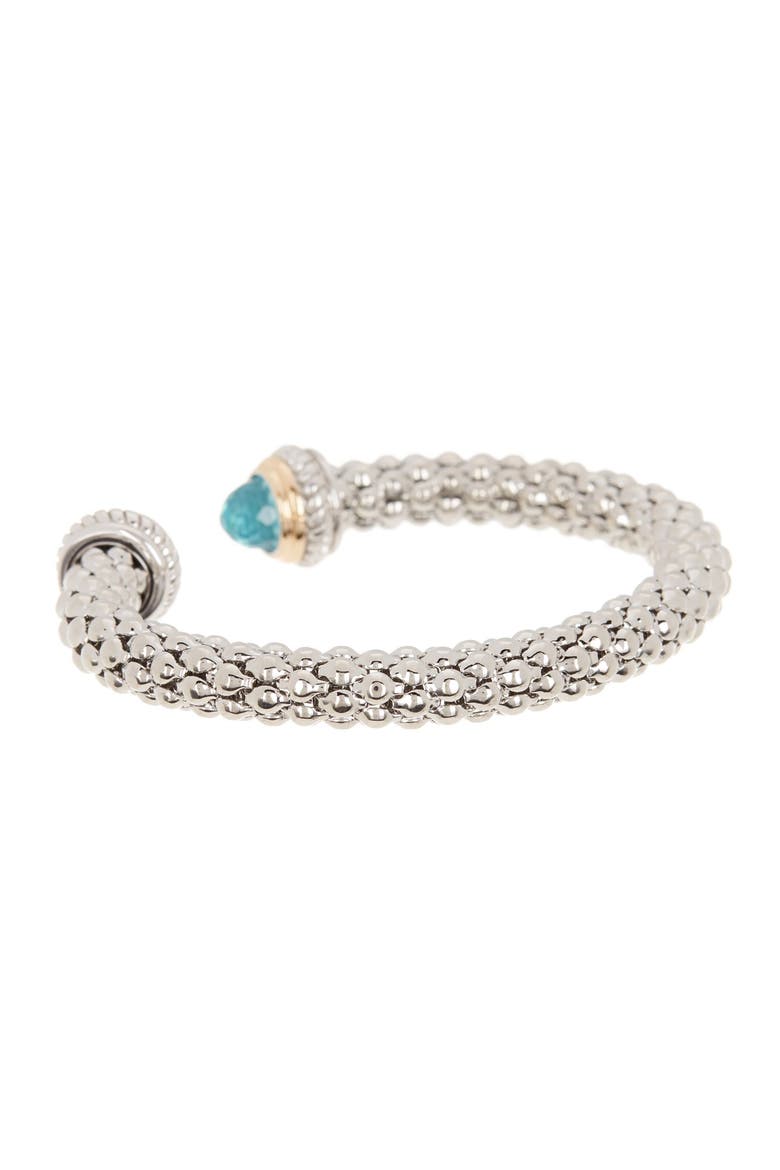 Blue Topaz Mesh Cuff Bangle, Alternate, color, WHITE