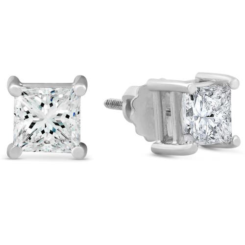 Bliss Diamond Certified 3ct Princess Cut Diamond Studs 14k Gold Lab Grown In 14k White Gold