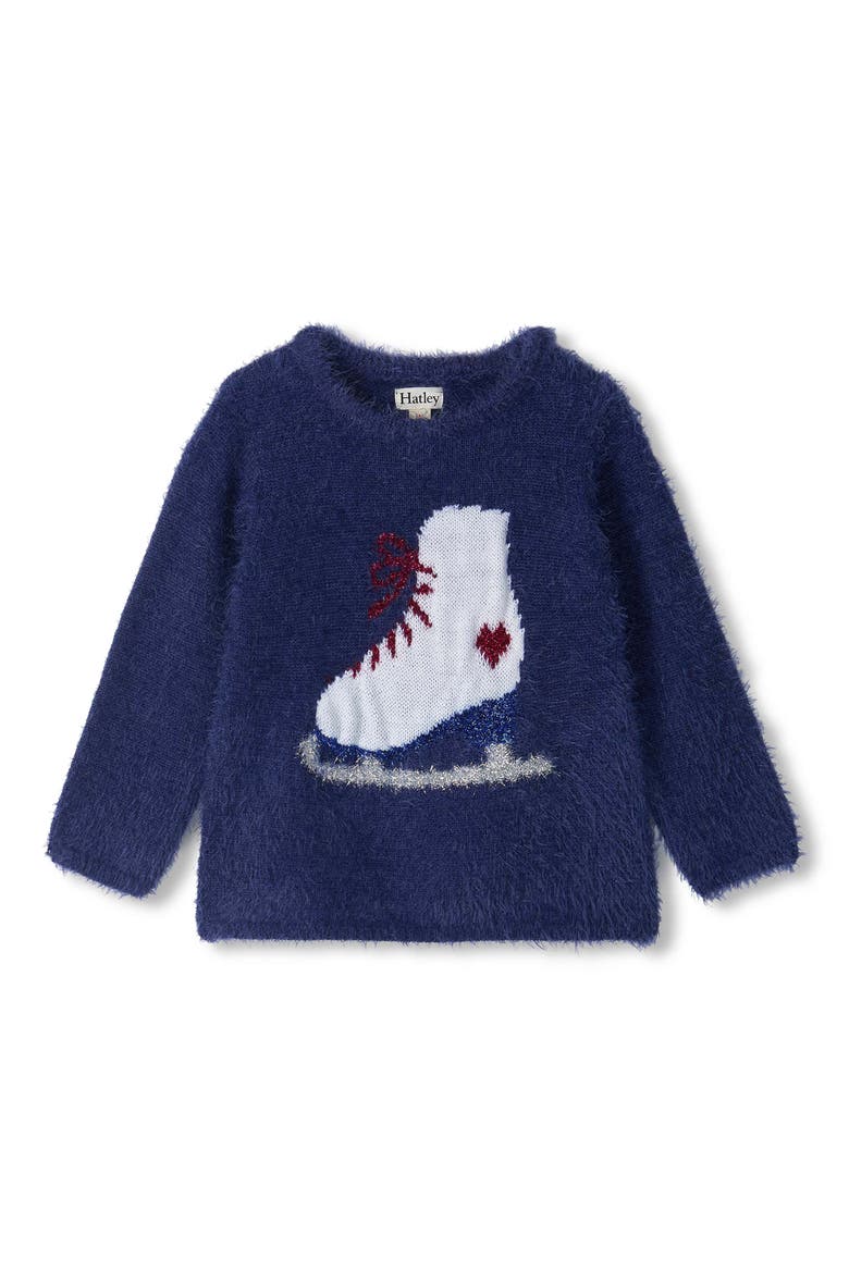 Kids' Figure Skate Intarsia Sweater, Main, color, BLUE