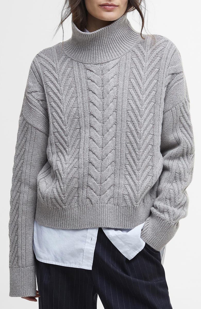 Barbour Beatrix Cable Knit Cotton & Wool Blend Sweater, Main, color,