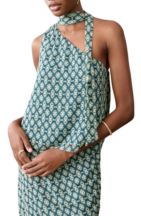 Metallic Tie One-Shoulder Top