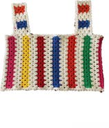 NESSI BYRD Hand-Made Knitted Striped Crochet Crop Top, Little Kid-Big Kid