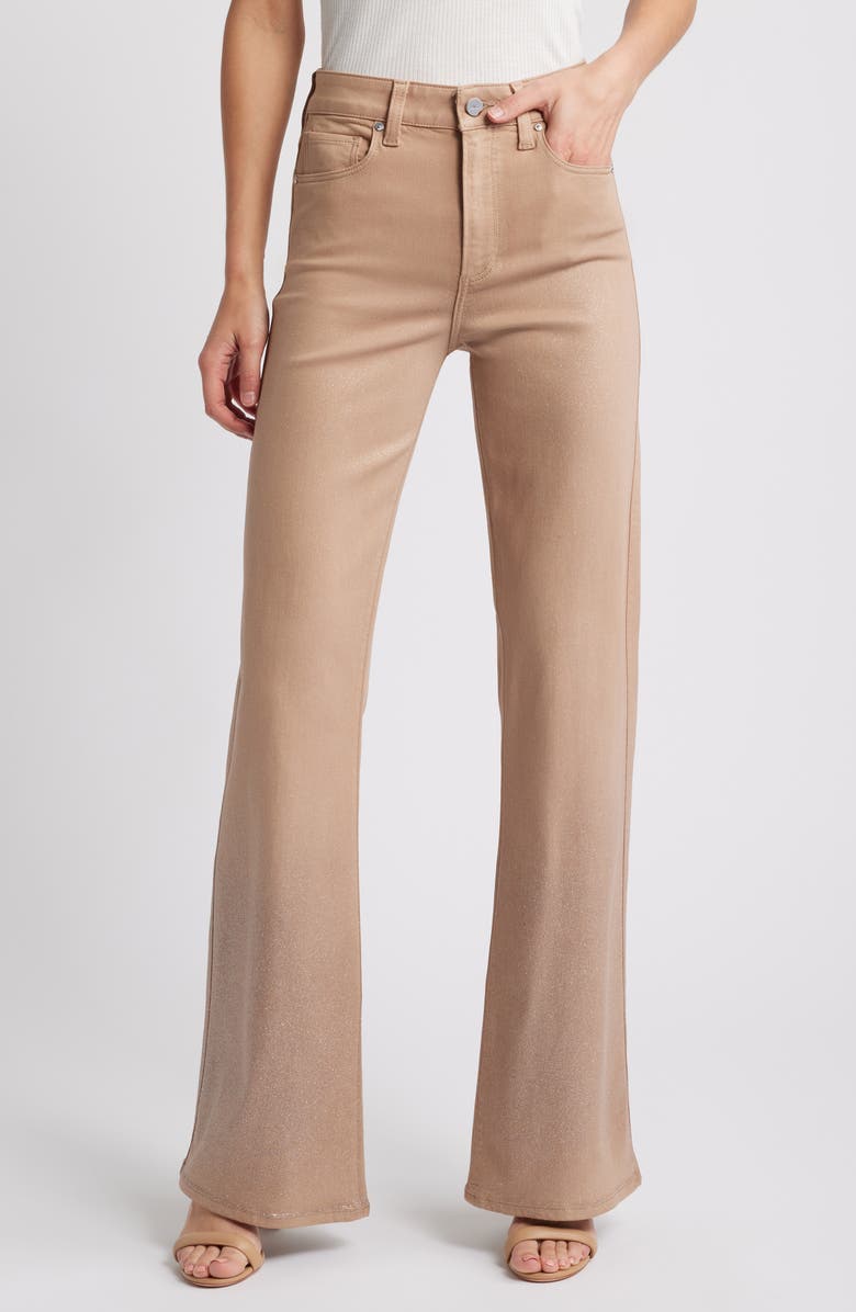 PAIGE Leenah Shimmer Coated Wide Leg Jeans, Main, color, Lteslvlux