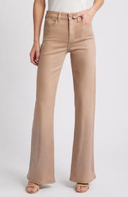 PAIGE Leenah Shimmer Coated Wide Leg Jeans