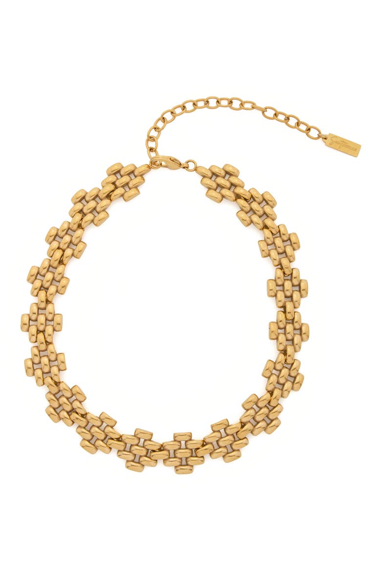 Tarnish Resistant Grid Necklace, Main, color, GOLD