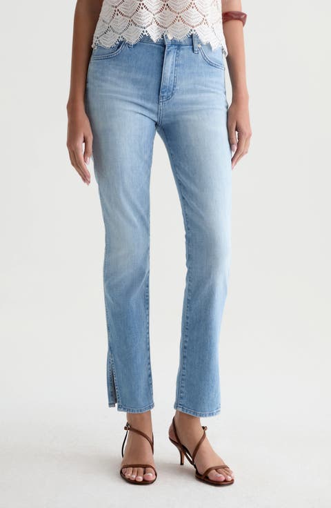 Mari Mid Rise Slim Straight Leg Jeans (Flight)