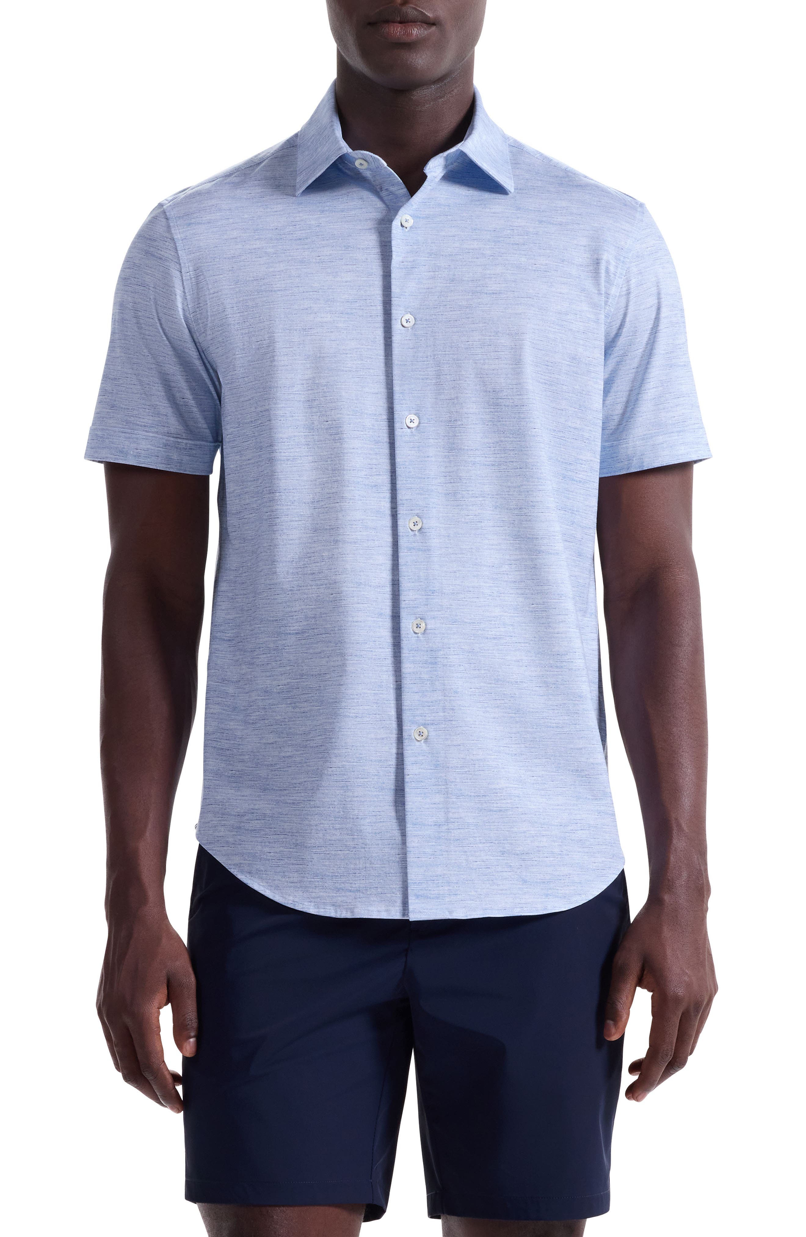 Miles OoohCotton Space Dye Short Sleeve Button-Up Shirt - image 5
