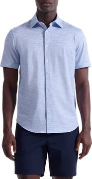 Bugatchi Miles OoohCotton® Space Dye Short Sleeve Button-Up Shirt