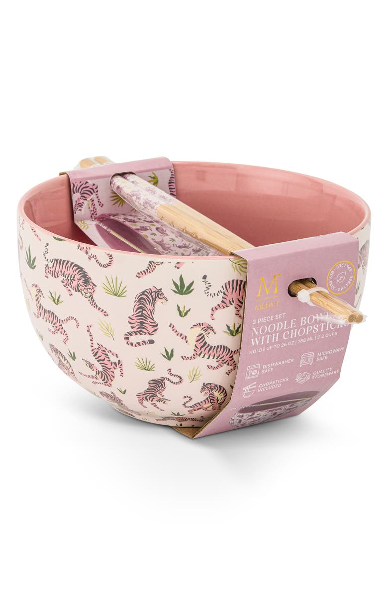 Core Home Ramen Noodle Bowl & Chopsticks Set, Alternate, color, Pink Tiger