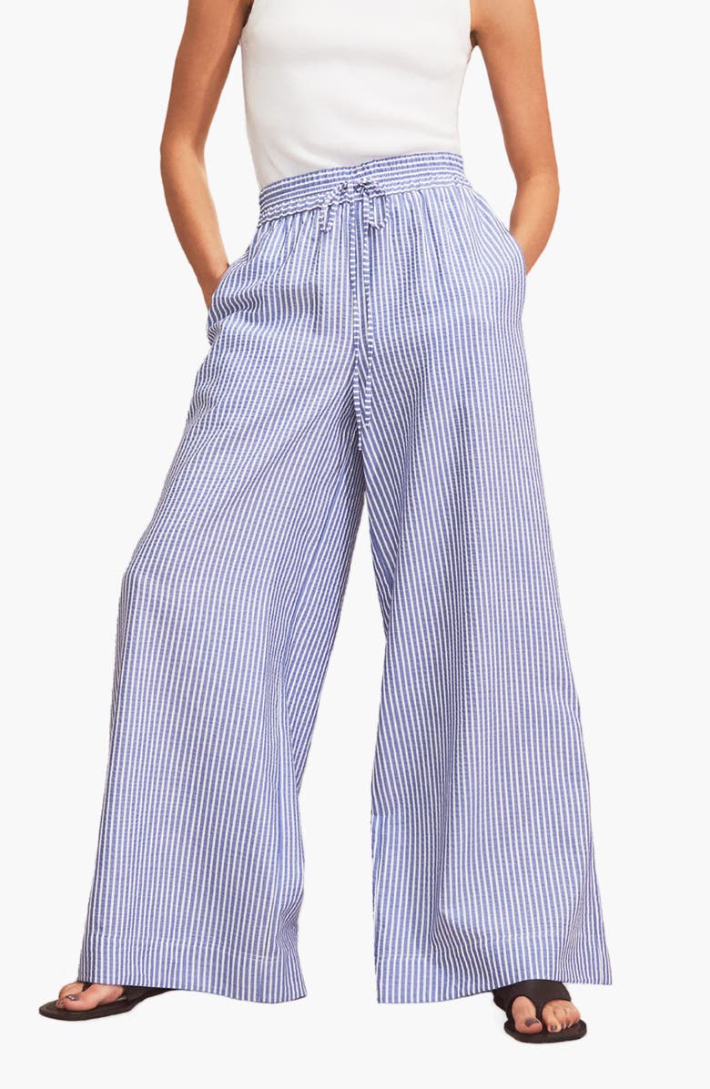 Ro&Zo Wide Leg Stripe Trousers, Main, color, Blue