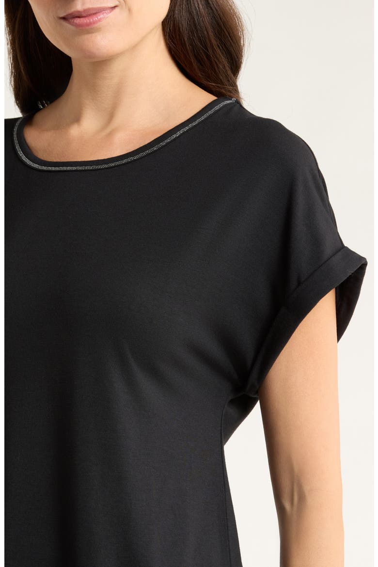 Kauai Caviar Beaded Collar T-Shirt, Alternate, color, BLACK