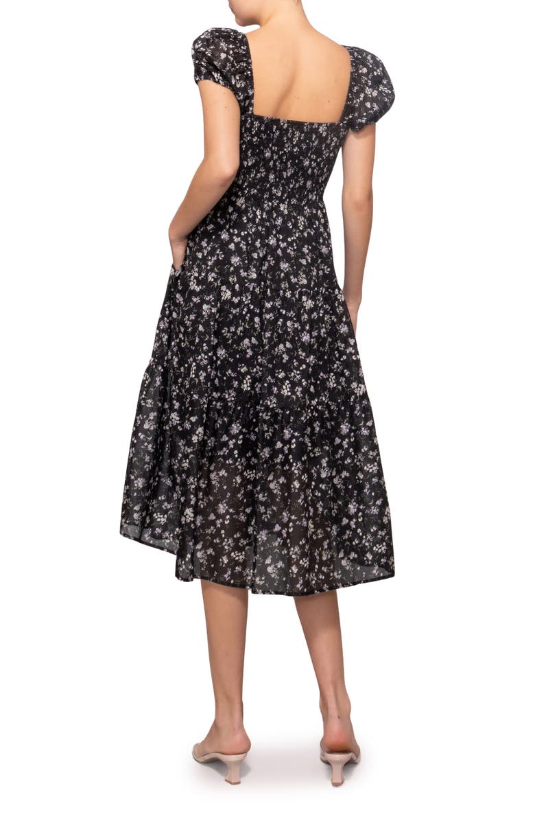 MELLODAY Ditsy Print Midi Dress, Alternate, color, Black Lilac