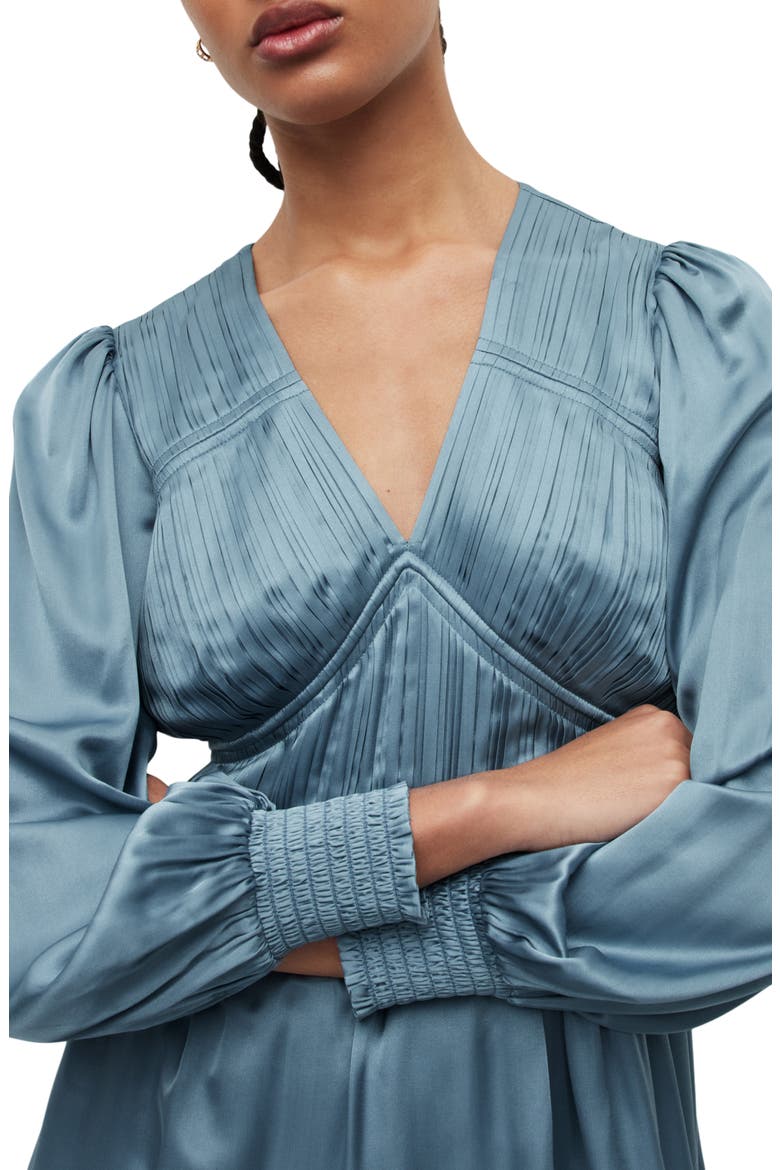 Esta Long Sleeve Asymmetric Hem Dress, Alternate, color, BLUE SLATE