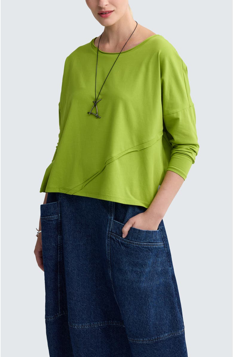 LUUKAA Cerys Asymmetric Jersey Blouse, Main, color, Lime