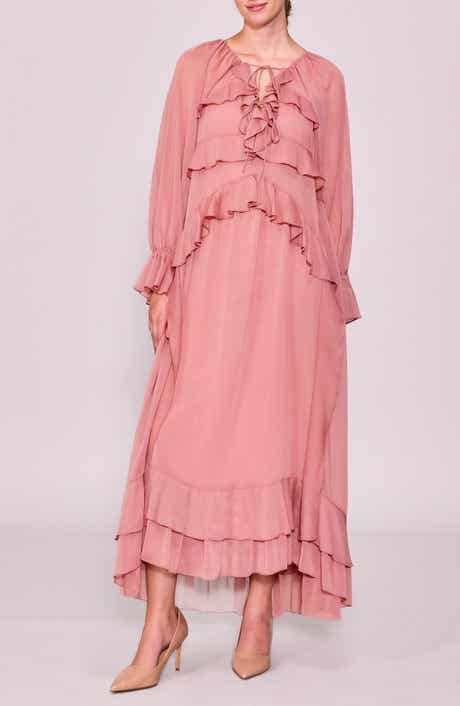 MELLODAY Ruffle Detail Long Sleeve Maxi Dress
