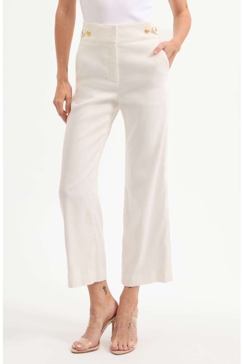 Aubrie Crop Flare Linen Blend Pants, Main, color, OFF WHITE