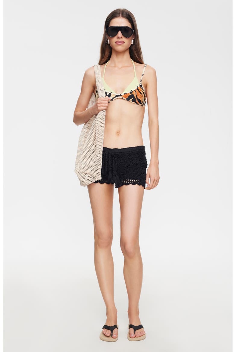 Soleil Crochet Shorts, Alternate, color, NOIR