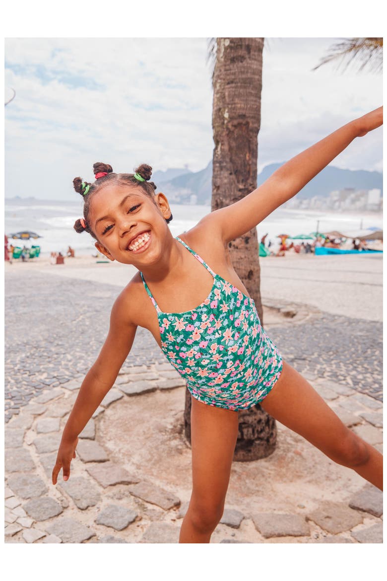 Cross Back One-Piece Swimsuit, Alternate, color, Orchid Ditsy