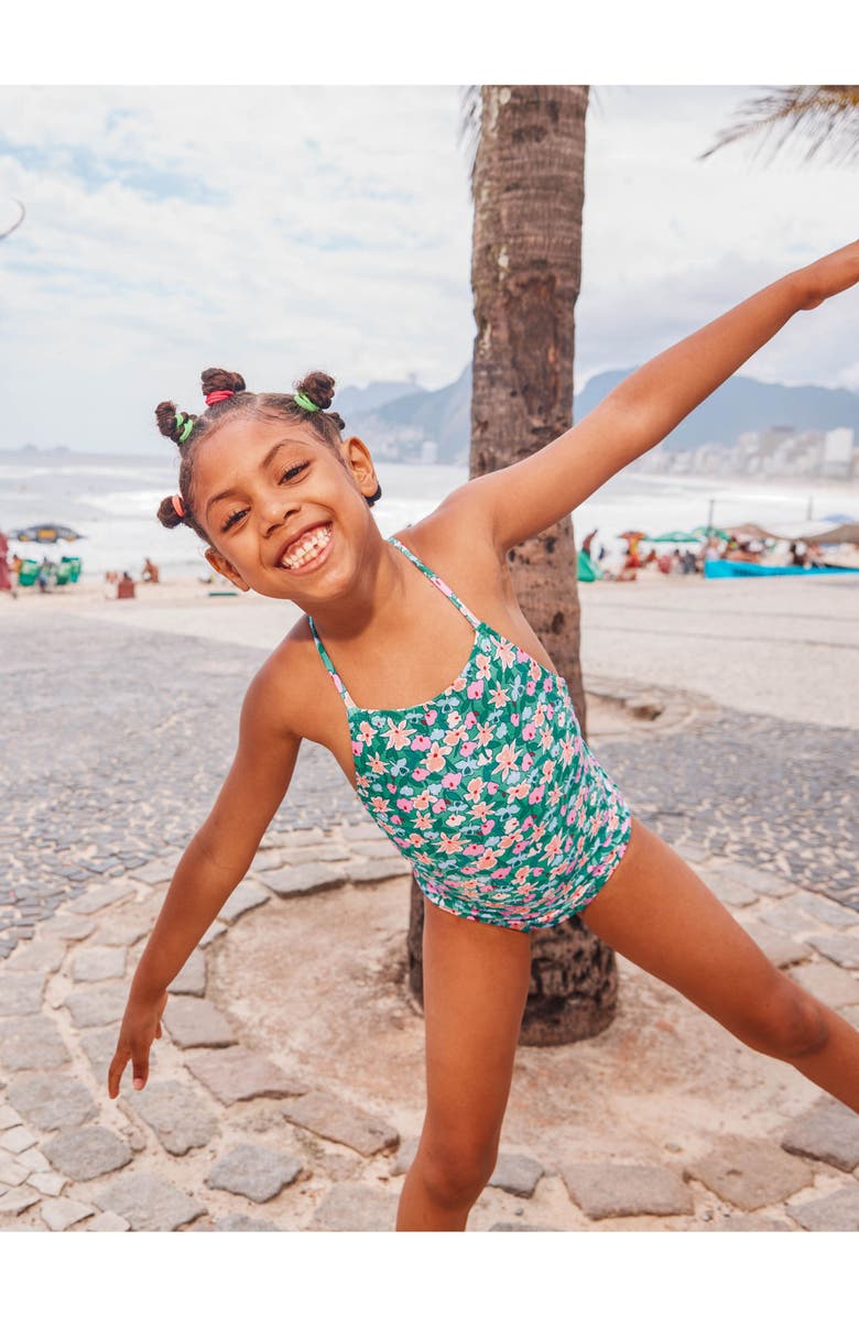 Tea Collection Cross Back One-Piece Swimsuit, Alternate, color, Orchid Ditsy