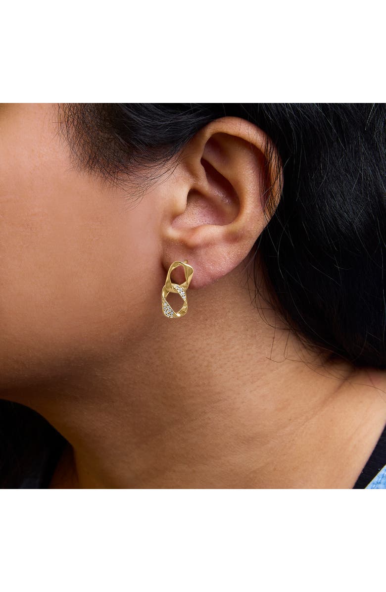 Haus of Brilliance 14K Yellow Gold Plated Silver Open Link 1/5 Cttw Diamond Drop Earrings, Alternate, color, Yellow