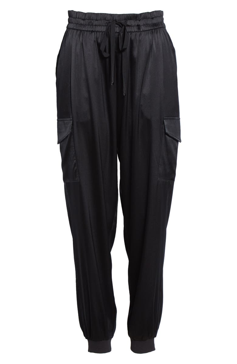 CAMI NYC Elsie Stretch Silk Joggers, Alternate, color, Black