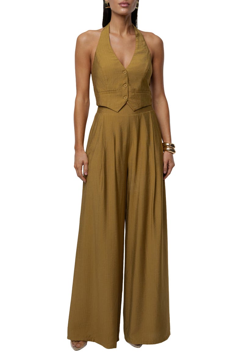 Tropical Daze Halter Top & Wide Leg Pant Set, Main, color, GREEN