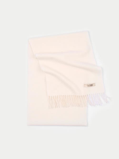 Gobi Mongolian Cashmere Cashmere Woven Scarf In White