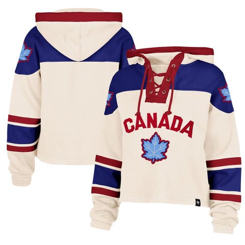 Women's '47 Cream Hockey Canada Cropped Superior Lacer Hoodie