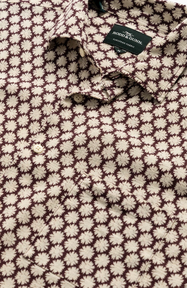 Rodd & Gunn Nelson Creek Neat Floral Print Short Sleeve Cotton Button-Up Shirt, Alternate, color, Burgundy