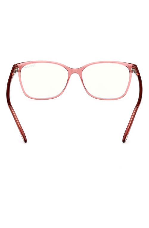 Tom Ford 56mm Rectangular Blue Light Blocking Glasses In Pink