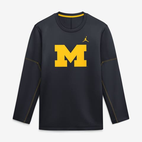 Men's Jordan Brand Navy Michigan Wolverines 2026 Sideline Coaches Therma-FIT Long Sleeve Top