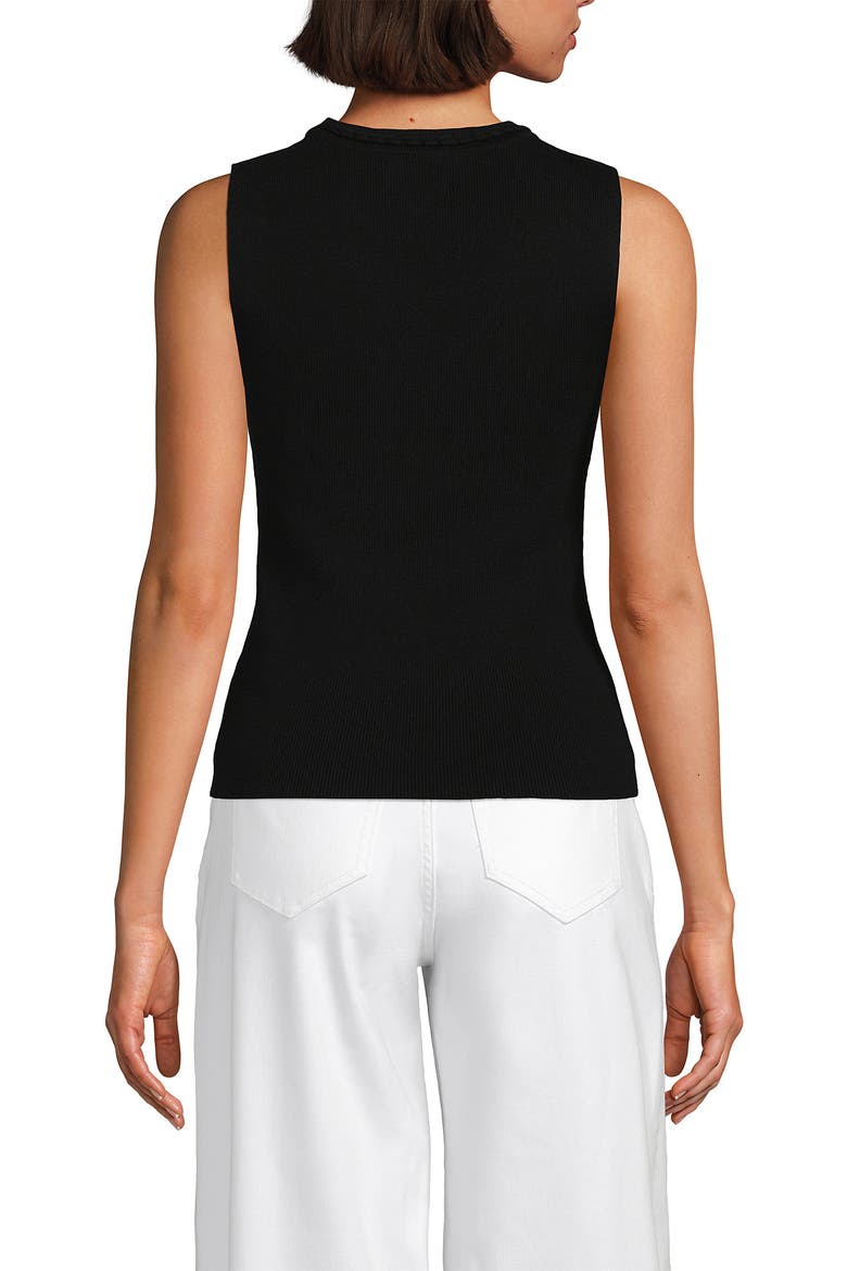 Cotton Viscose Braided Neck Tank Sweater, Alternate, color, Black