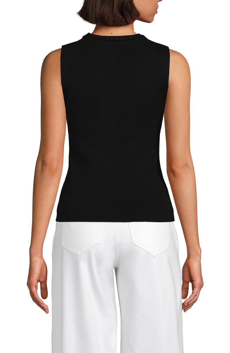 Lands' End Cotton Viscose Braided Neck Tank Sweater, Alternate, color, Black