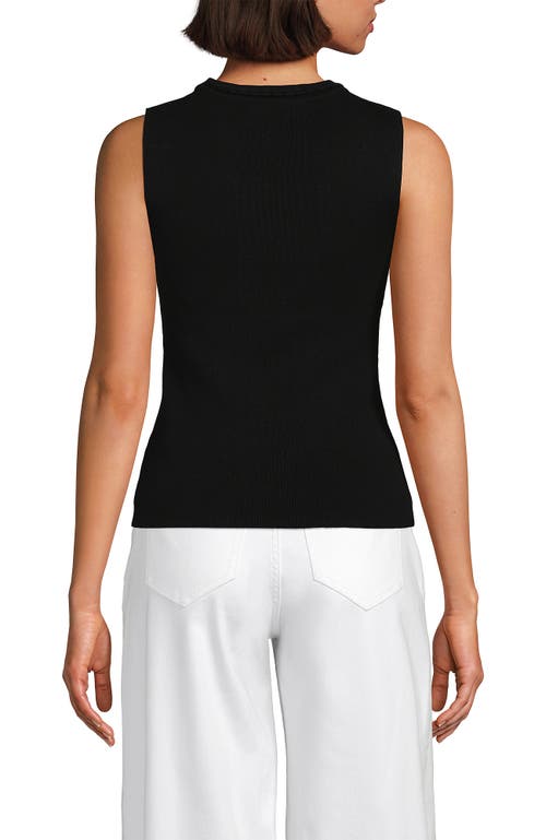 LANDS' END LANDS' END COTTON VISCOSE BRAIDED NECK TANK SWEATER 